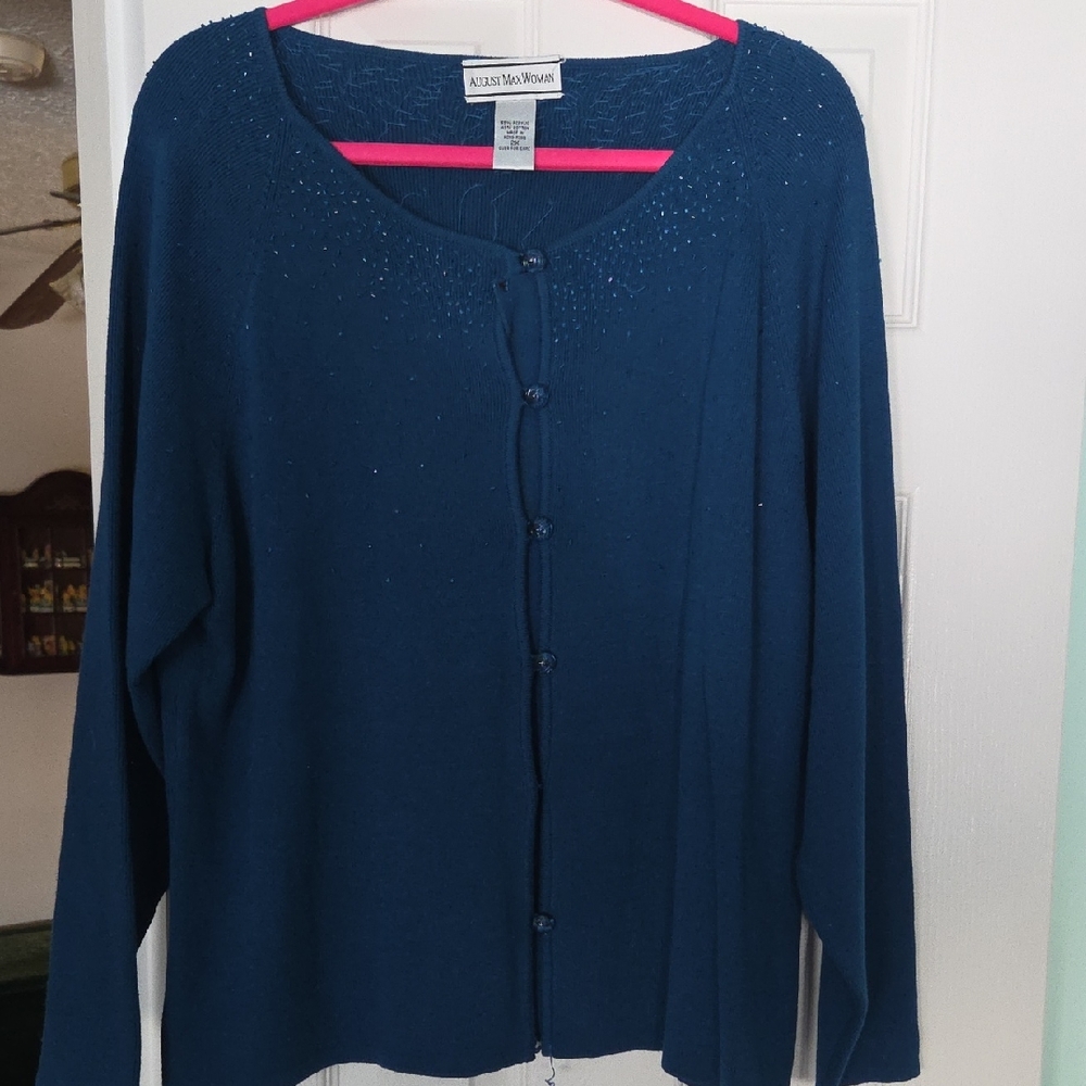 August Max Women's Blue Cardigan Sweater